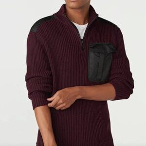Karl Lagerfeld Ribbed Quarter Zip Sweater Medium